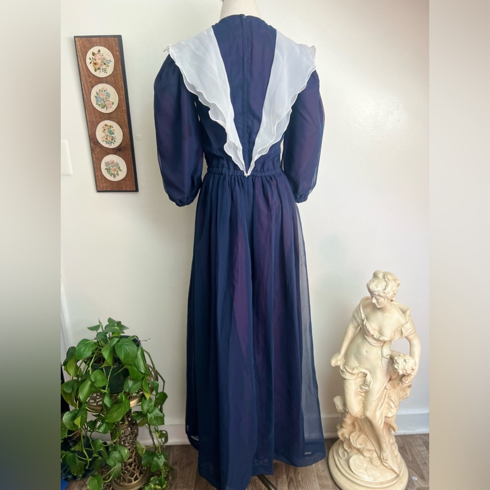 1970s Chiffon Sailor Style Formal Maxi Dress - Picture 8 of 8